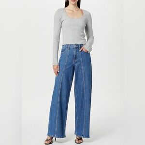 NWT The Drop Frida Classic Blue Wide Leg Flare Jeans